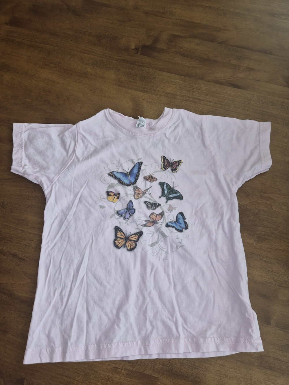Rabbit Skins Light Pink Butterfly Cluster Short Sleeve Tee Sz 5-6